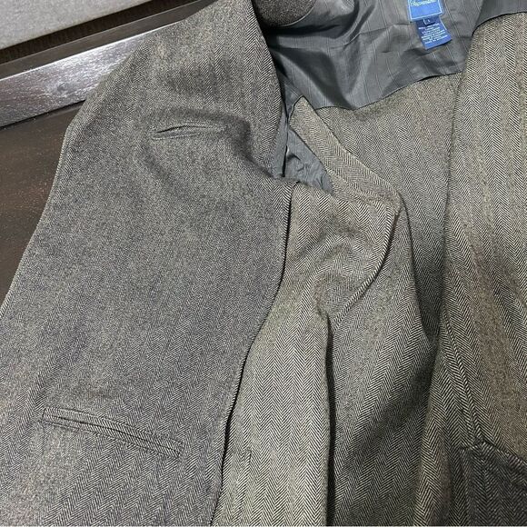 Faconnable Men’s 100% Wool Sport Coat Jacket Blazer Herringbone Gray Sz L - Picture 8 of 16